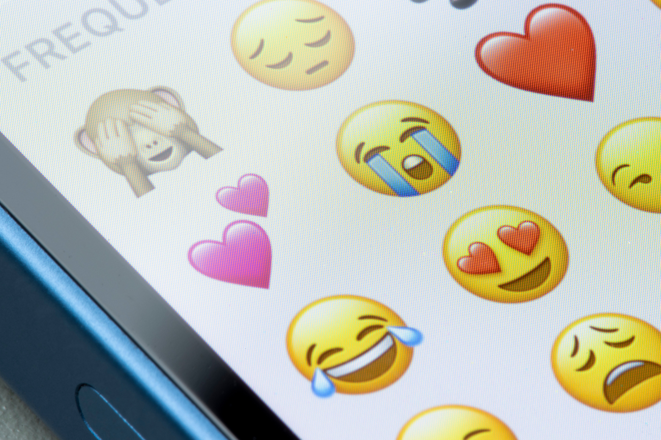 Closeup of emojis on an iPhone
